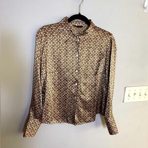 Han Fong New York 100% silk Geometric Patterned Women's Top size 10